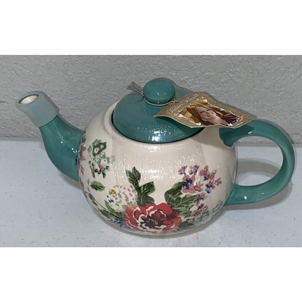 Pioneer Woman Country Garden Ceramic Teapot Floral Print Kitchen‎ Dining NEW